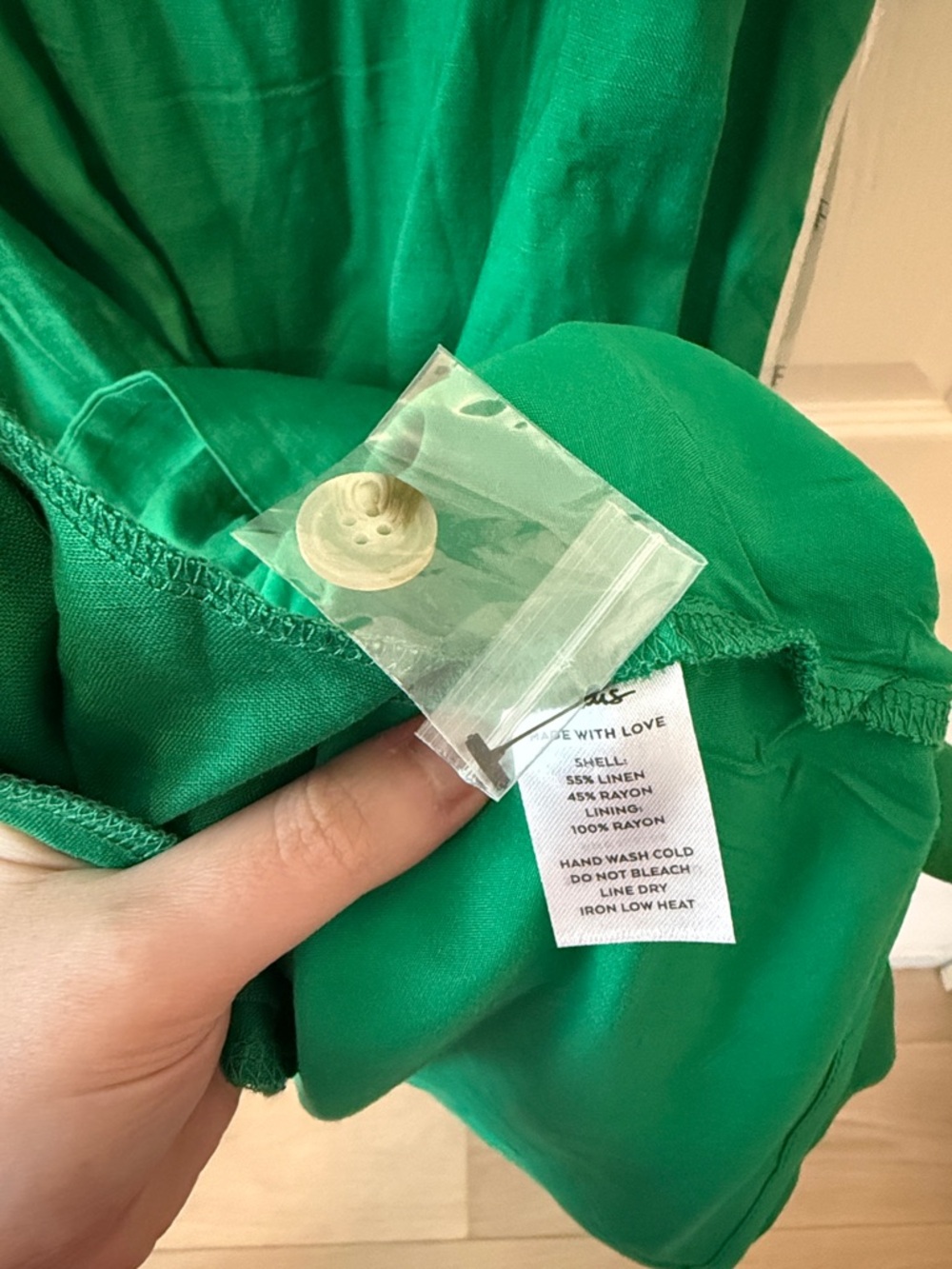 Lulus Shift To Chic Green Linen Shift Dress With Pockets - Size XS - Picture 5 of 8